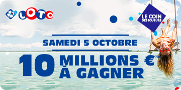 Jackpot LOTO® de 10 millions € à gagner au tirage du 5 octobre