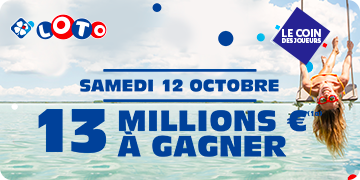 Jackpot LOTO® de 13 millions d’euros ce 12 octobre 