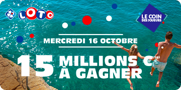 Jackpot LOTO® : 15 M€ à gagner mercredi 16 octobre