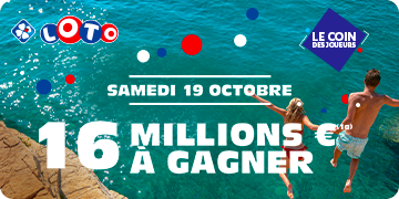 Jackpot LOTO® : 16 M€ en jeu samedi 19 octobre