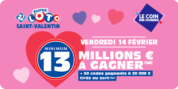 Super LOTO® Saint-Valentin : 13M€ à gagner le 14 février 