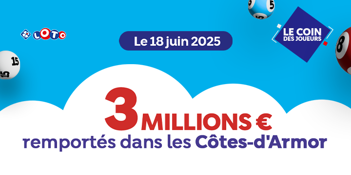 Jackpot LOTO® : 3 M€ gagnés dans les Côtes-d’Armor