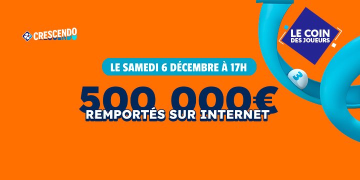 Crescendo : 500 000 euros remportés au sur internet le samedi 6 Décembre à 17h